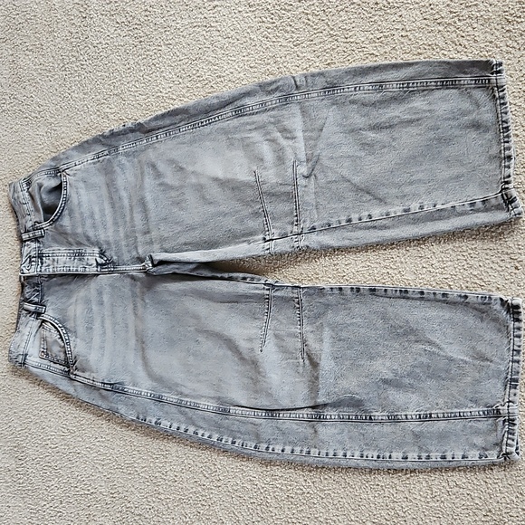 Free People Good Luck Barrel Jeans Mid Rise Distressed Relaxed Kismet 28 NWOT - Picture 2 of 15